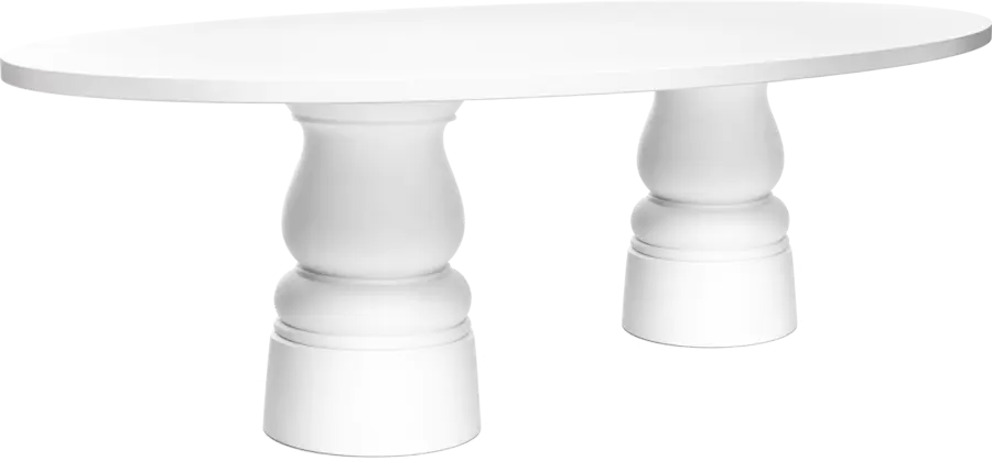 Container Table New Antiques Oval 260 top white with white double foot