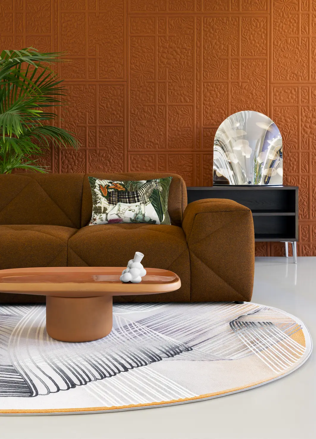 Menagerie of Excinct Animals pillow in BFF sofa