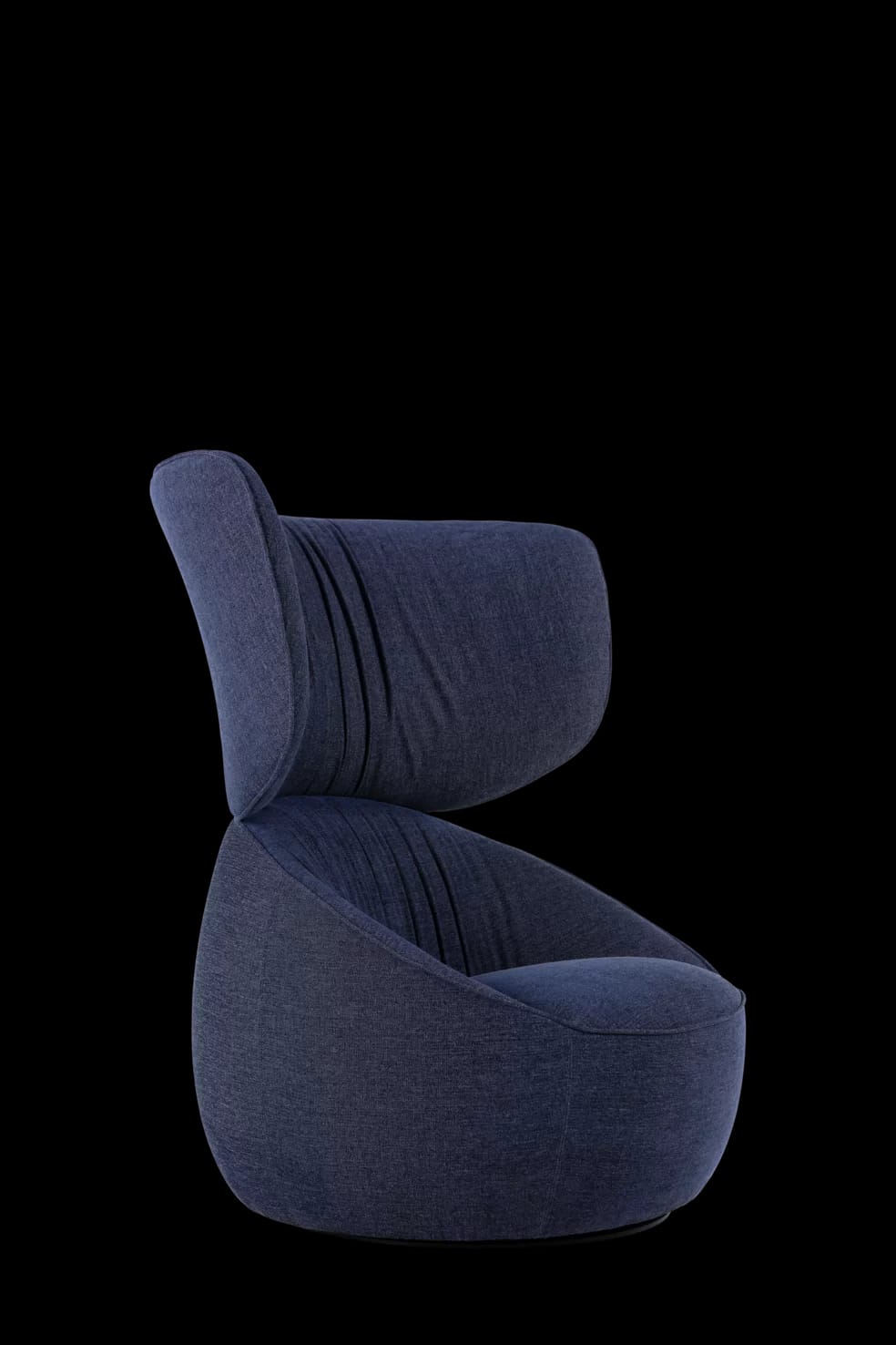 Hana Armchair Wingback Liscio Grigio Blu right front view