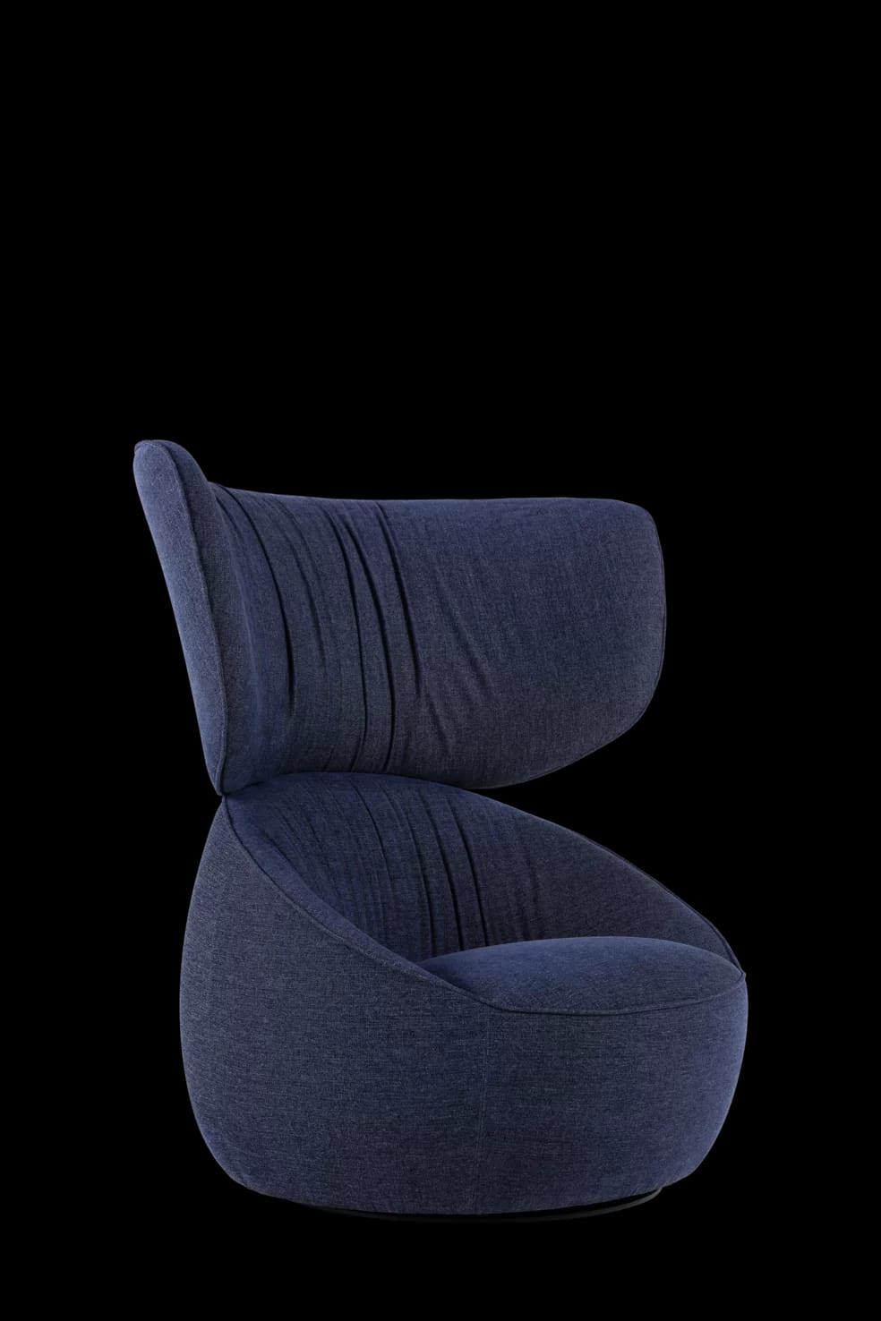 Hana Armchair Wingback Liscio Grigio Blu front right view