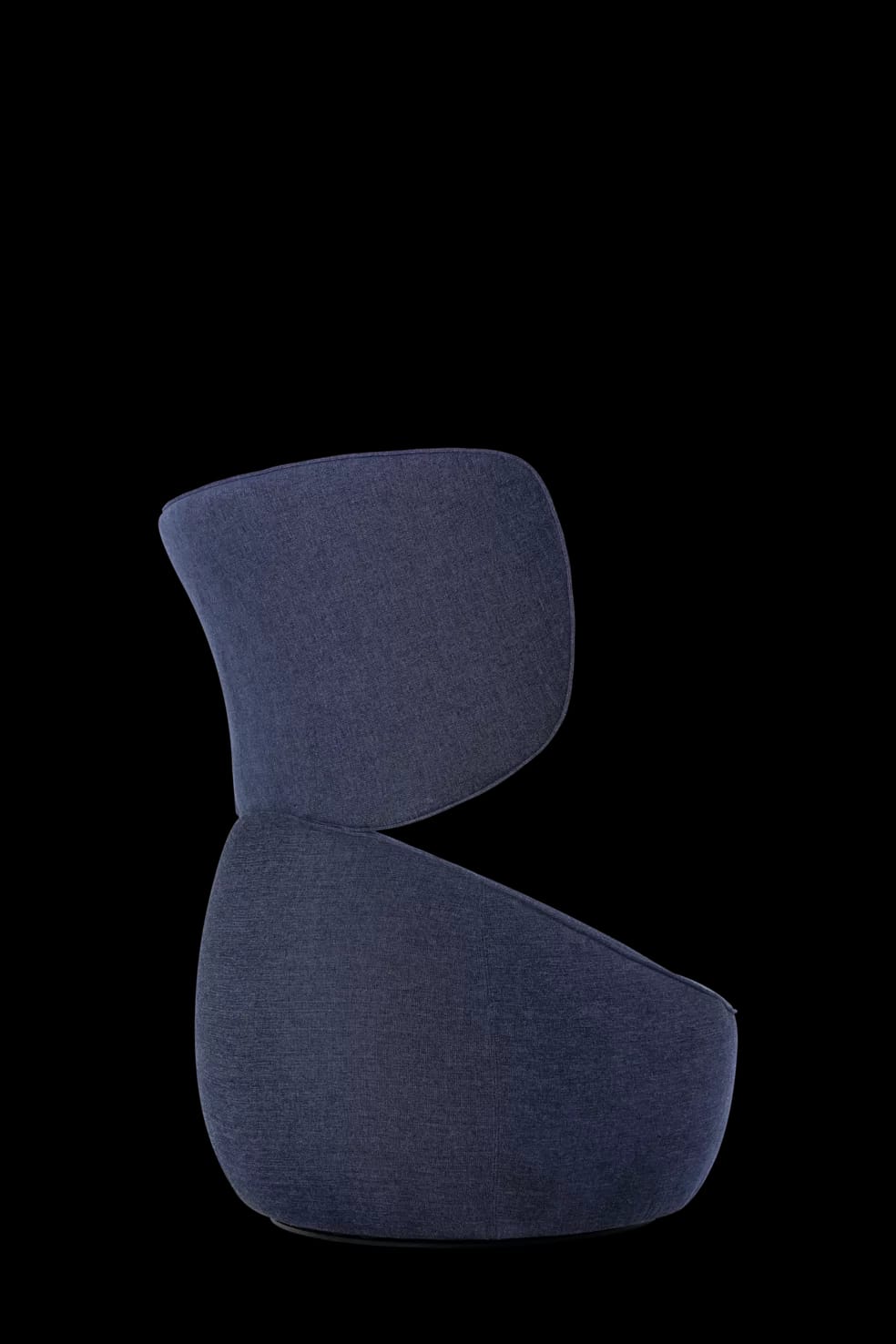 Hana Armchair Wingback Liscio Grigio Blu right side