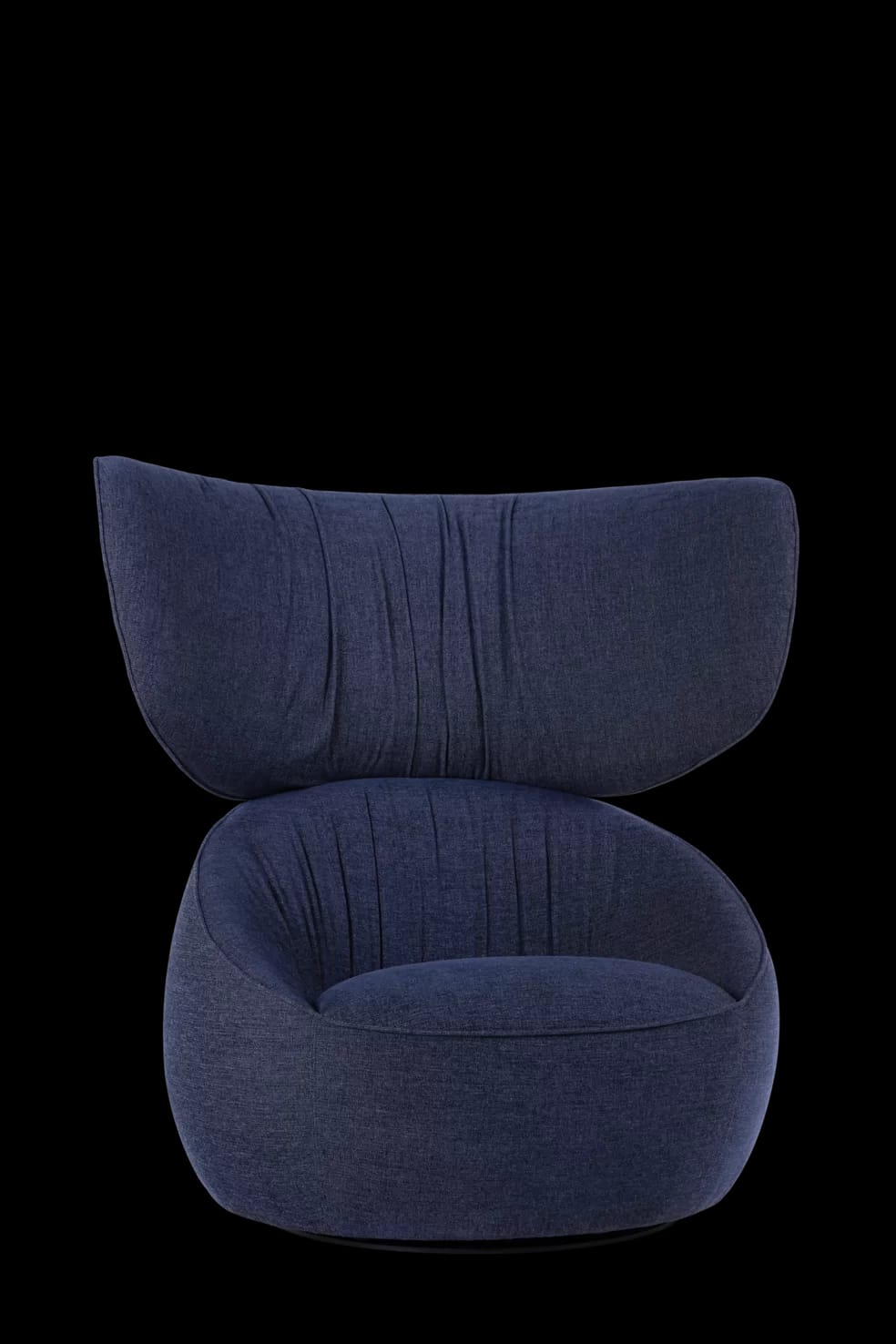 Hana Armchair Wingback Liscio Grigio Blu front view