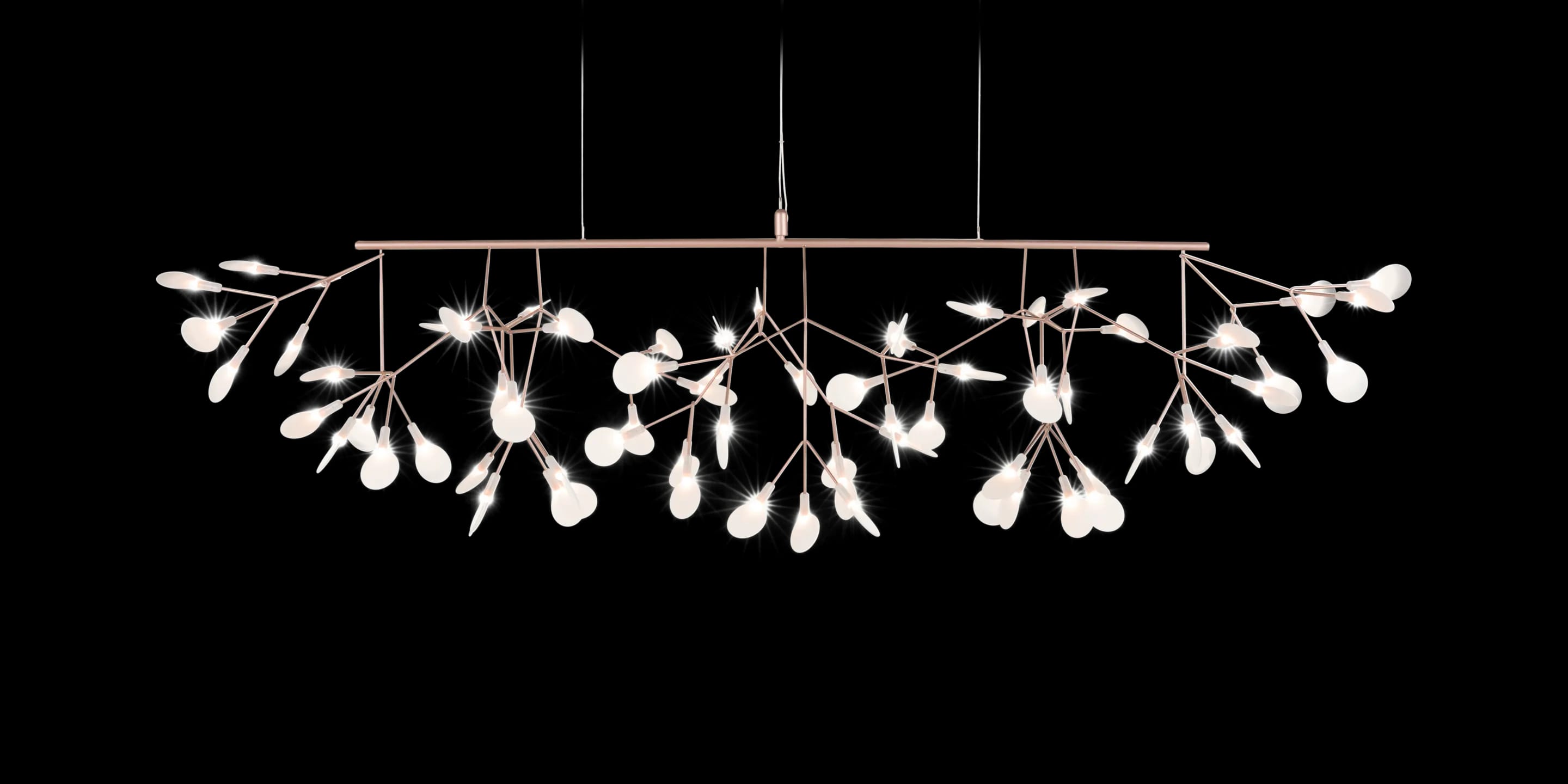 Heracleum III Linear suspension light copper front view