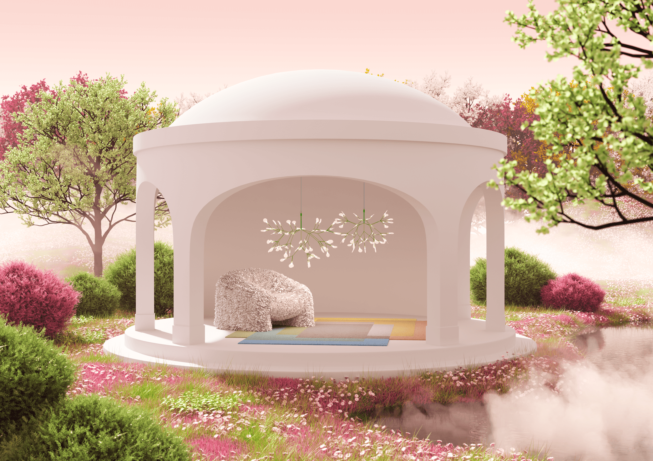 Moooi Heracleum III Spring Mood Creative image with Hortensia armchair