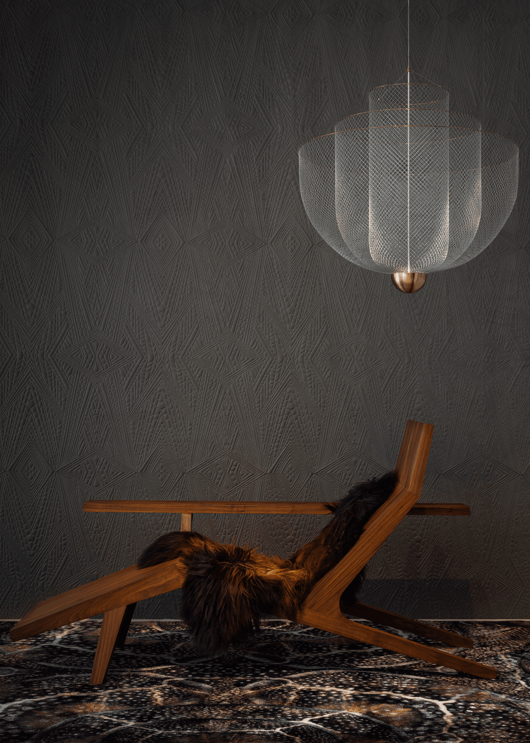 Interior with Meshmatics Chandelier and Liberty Lounger