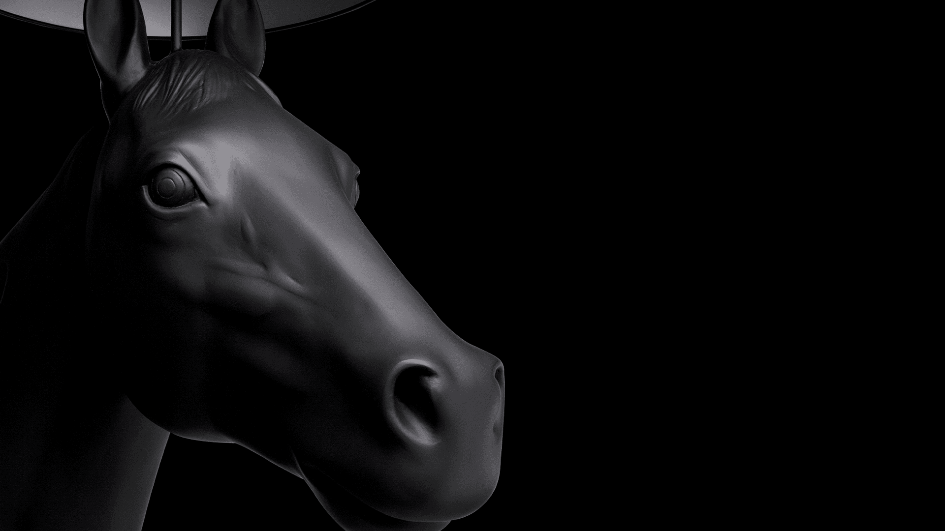 Detail of Moooi Horse Lamp by Front